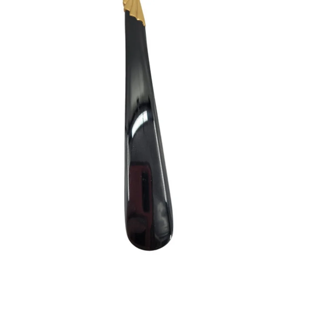 Yamazaki 18/8 Stainless LINDI Black Handle GOLD Accent Vintage Slotted Spoon 2-2